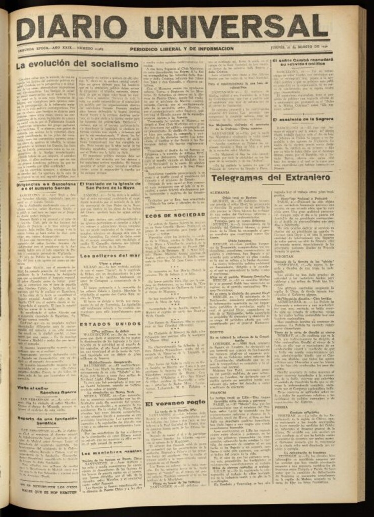Miniatura de Diario Universal del 21 de agosto de 1930