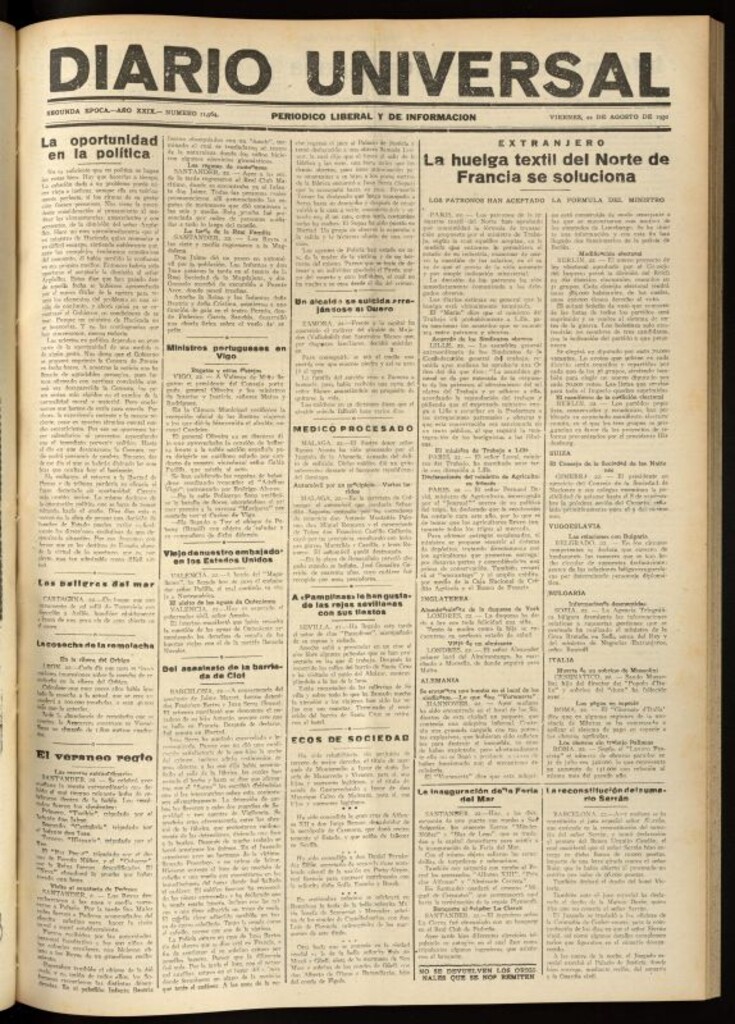 Miniatura de Diario Universal del 22 de agosto de 1930