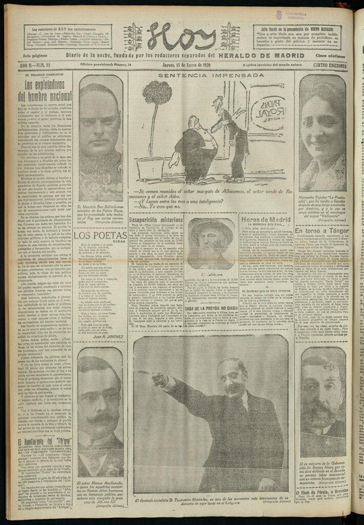 Miniatura de Hoy del 15 de enero de 1920