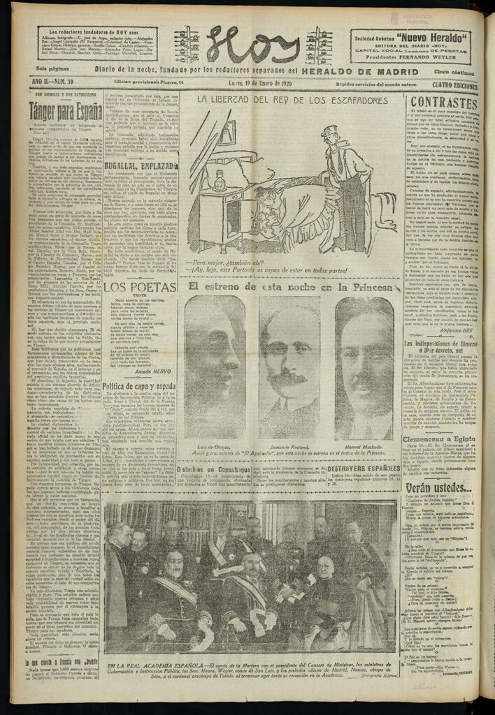 Miniatura de Hoy del 19 de enero de 1920