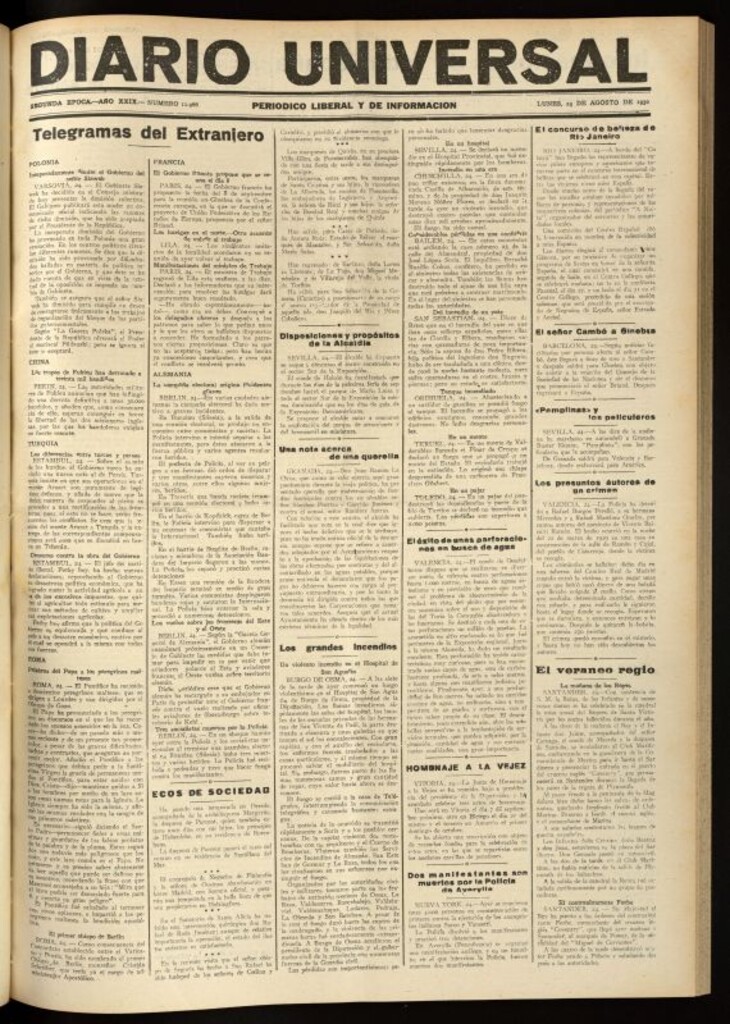 Miniatura de Diario Universal del 25 de agosto de 1930