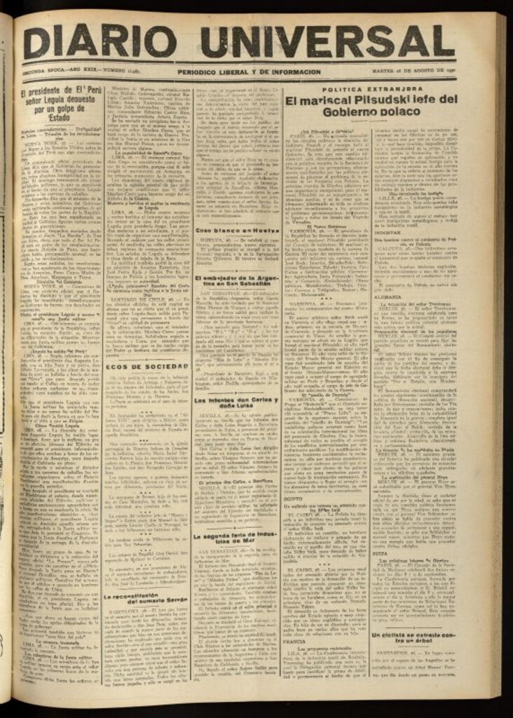 Miniatura de Diario Universal del 26 de agosto de 1930