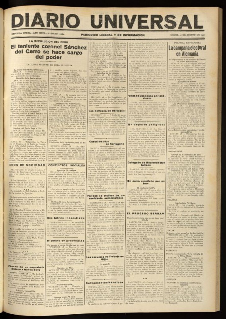 Miniatura de Diario Universal del 28 de agosto de 1930