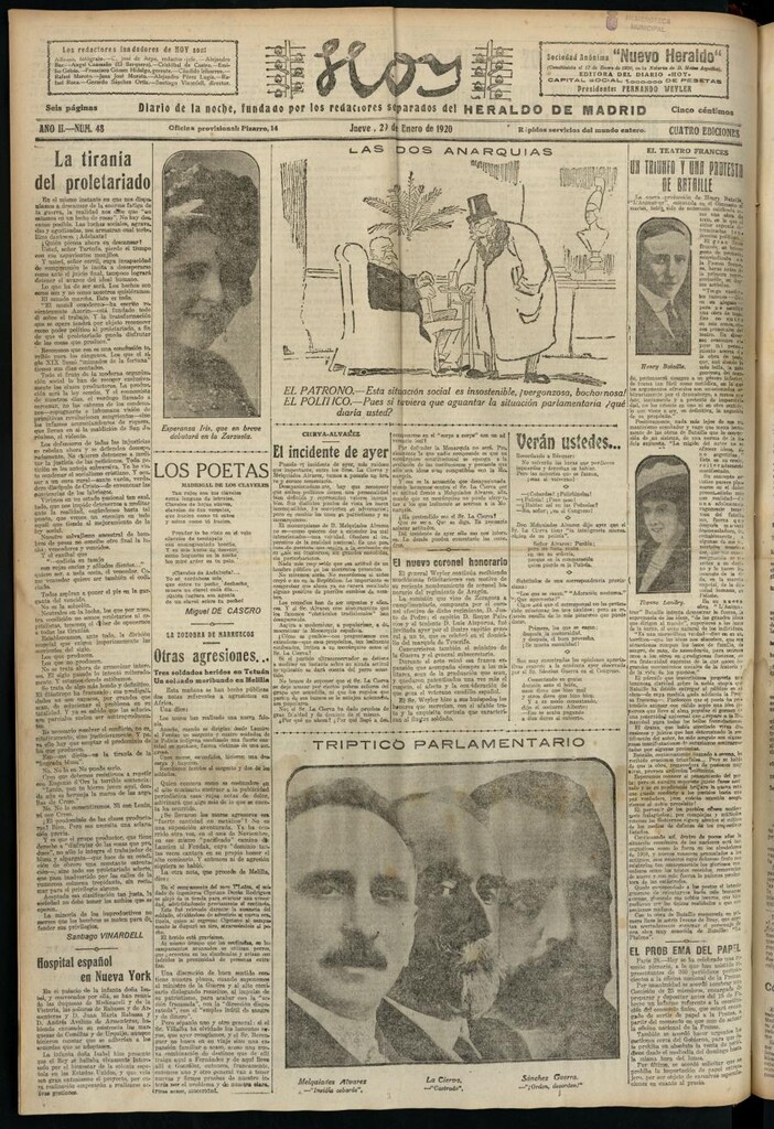 Miniatura de Hoy del 29 de enero de 1920