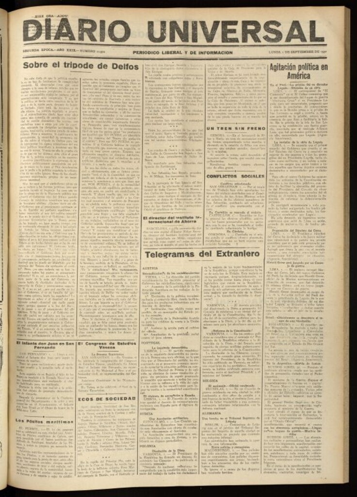 Miniatura de Diario Universal del 1 de septiembre de 1930