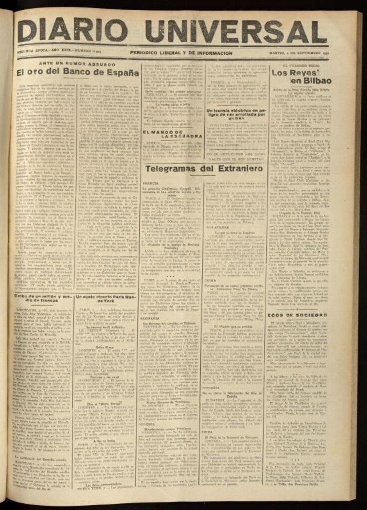 Miniatura de Diario Universal del 2 de septiembre de 1930