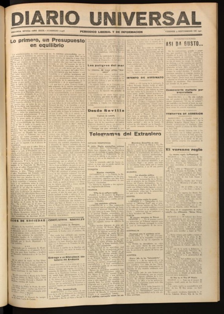 Miniatura de Diario Universal del 5 de septiembre de 1930