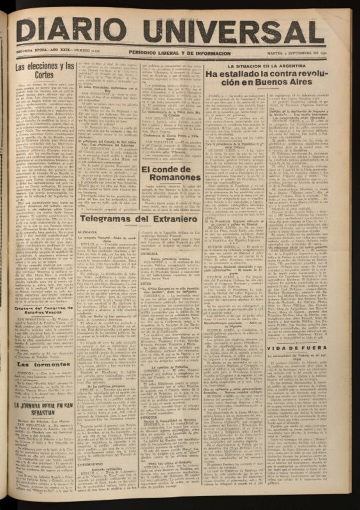 Miniatura de Diario Universal del 9 de septiembre de 1930