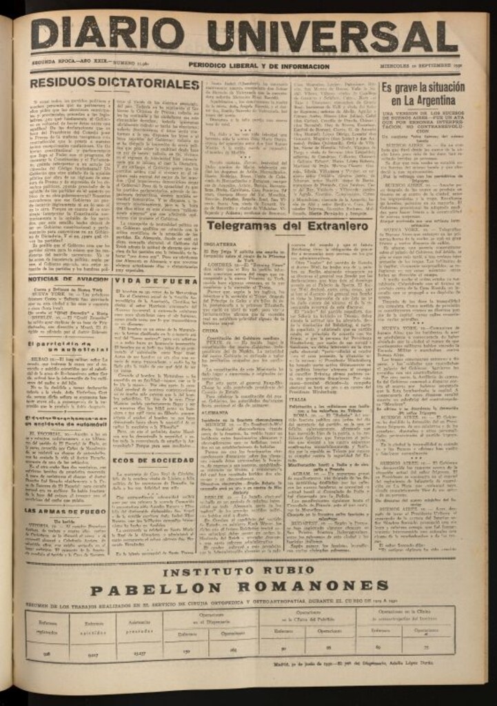 Miniatura de Diario Universal del 10 de septiembre de 1930