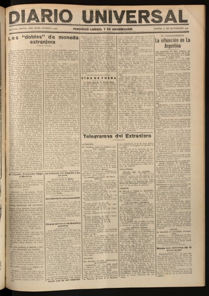 Miniatura de Diario Universal del 11 de septiembre de 1930