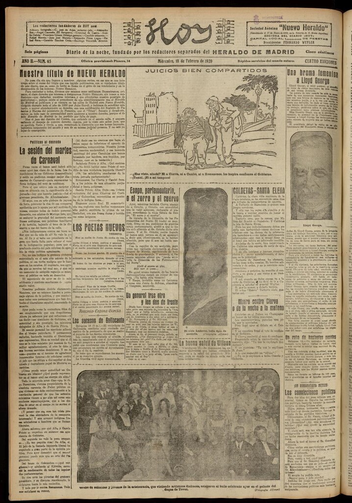 Miniatura de Hoy del 18 de febrero de 1920