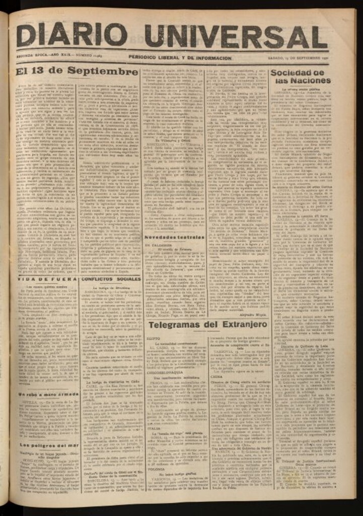 Miniatura de Diario Universal del 13 de septiembre de 1930