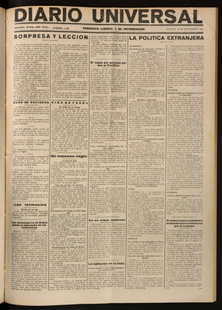 Miniatura de Diario Universal del 16 de septiembre de 1930