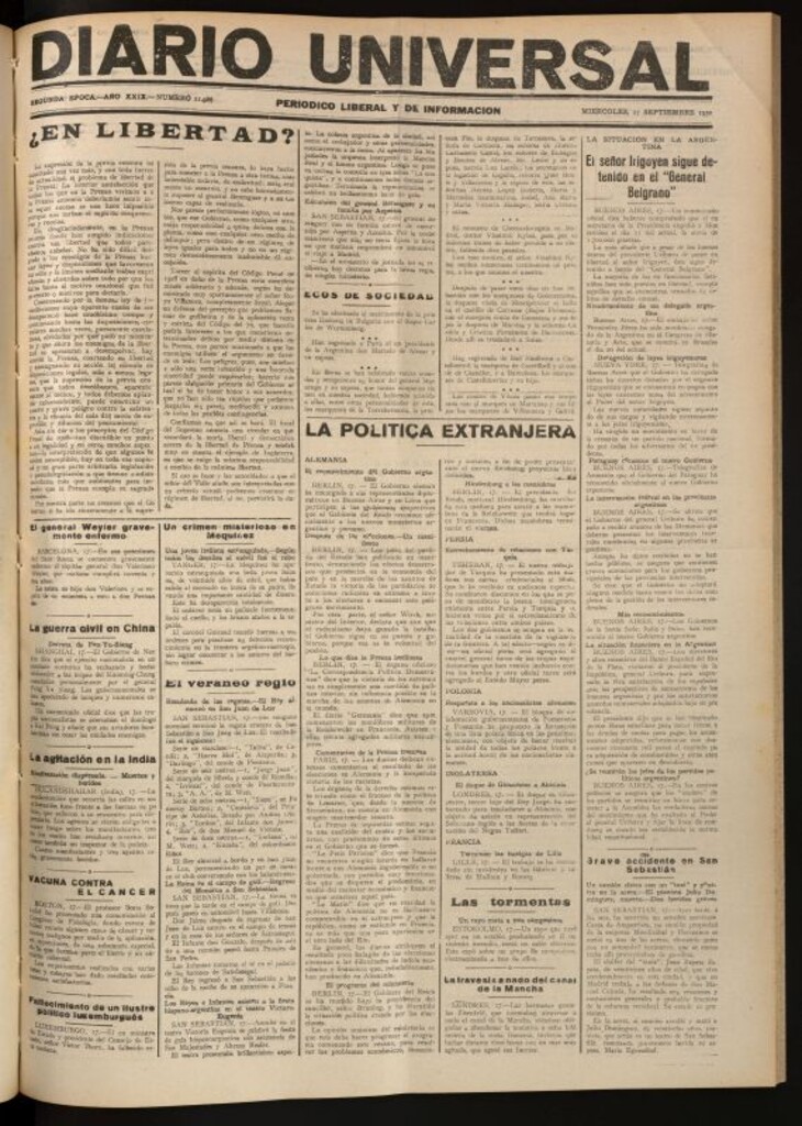 Miniatura de Diario Universal del 17 de septiembre de 1930