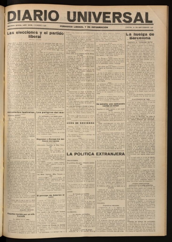 Miniatura de Diario Universal del 18 de septiembre de 1930