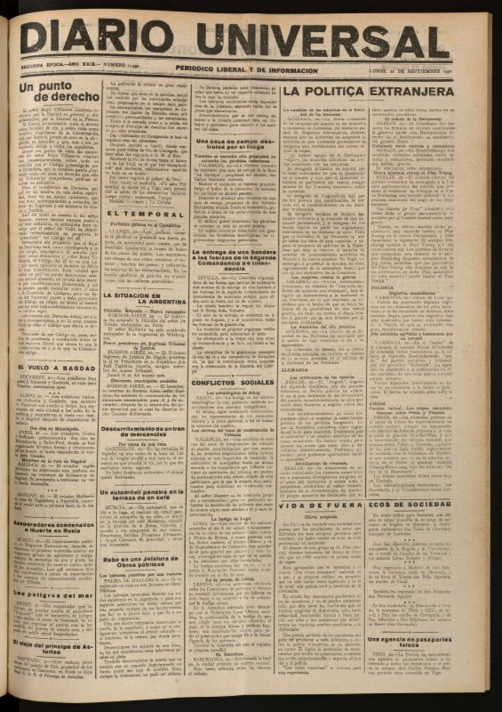 Miniatura de Diario Universal del 22 de septiembre de 1930