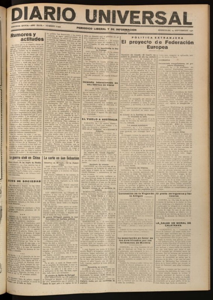 Miniatura de Diario Universal del 24 de septiembre de 1930