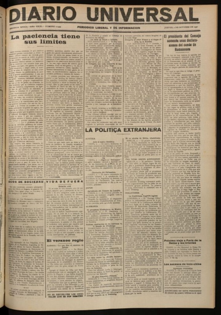 Miniatura de Diario Universal del 2 de octubre de 1930
