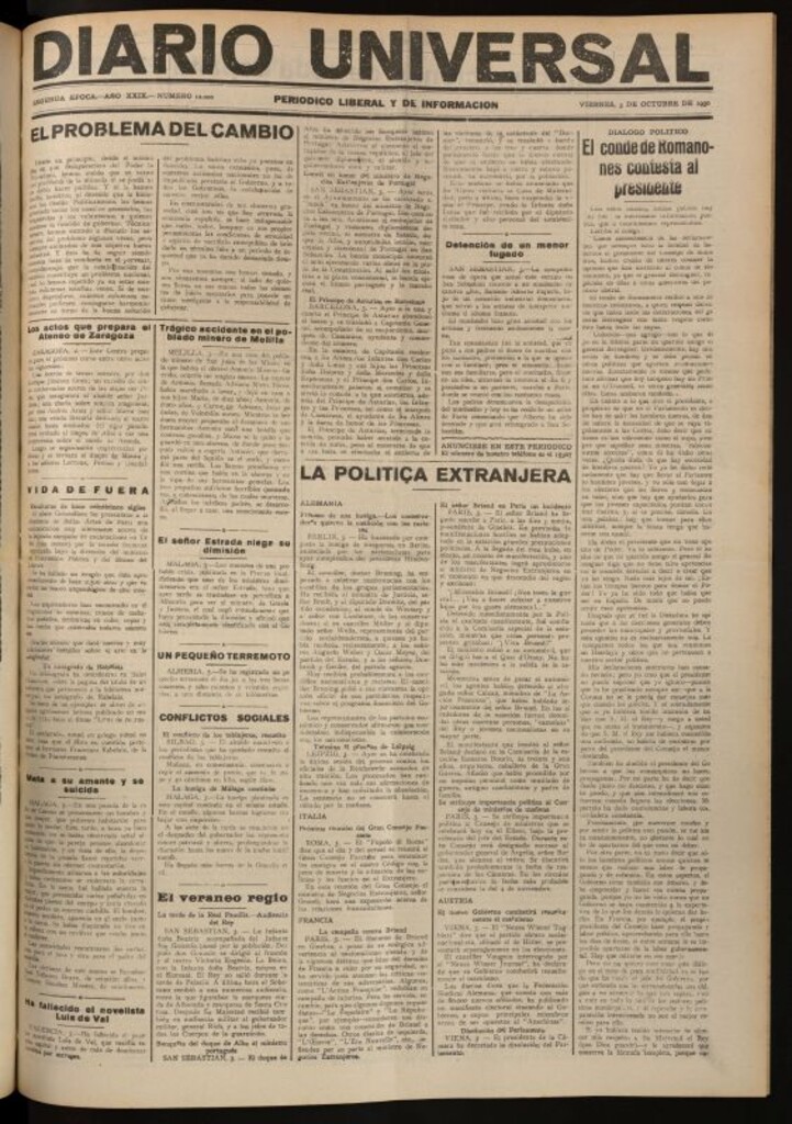 Miniatura de Diario Universal del 3 de octubre de 1930