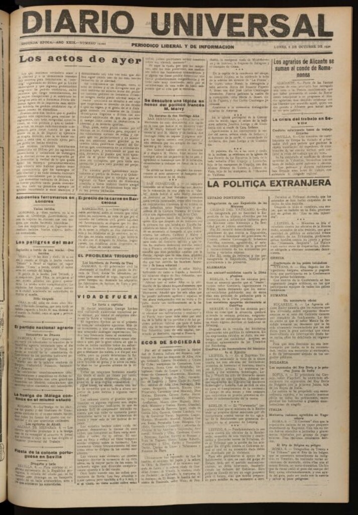 Miniatura de Diario Universal del 6 de octubre de 1930