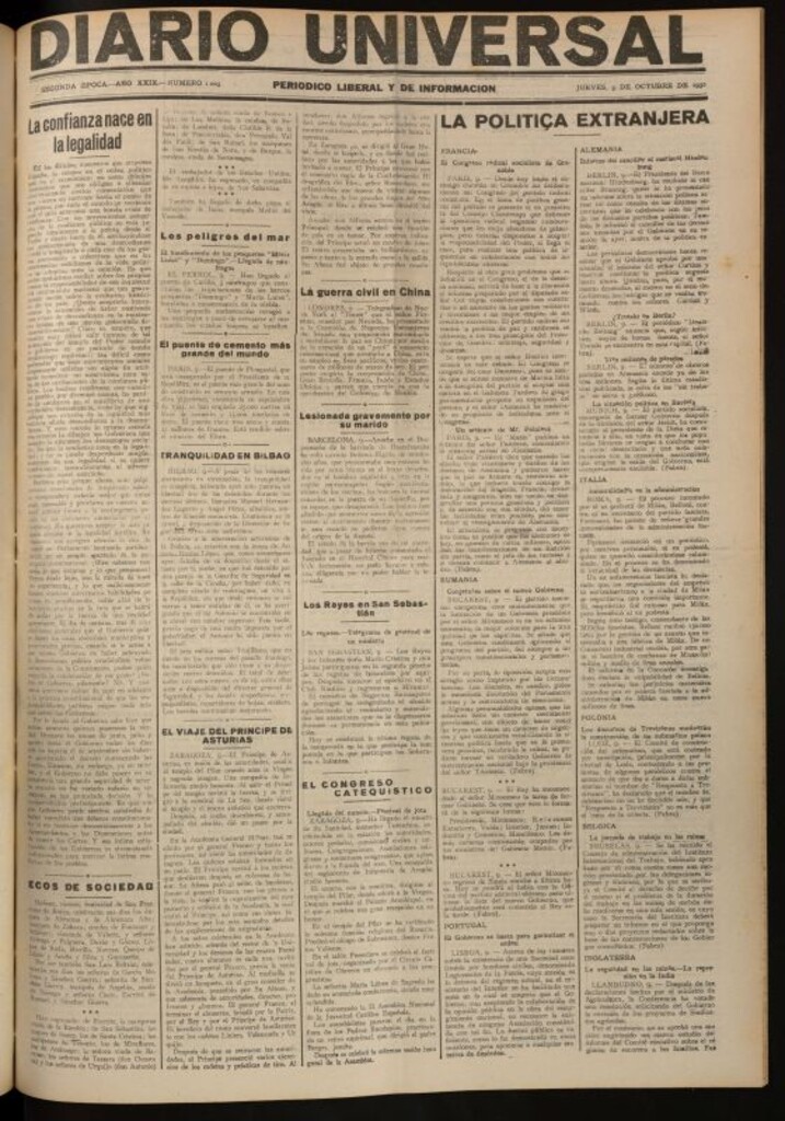 Miniatura de Diario Universal del 9 de octubre de 1930