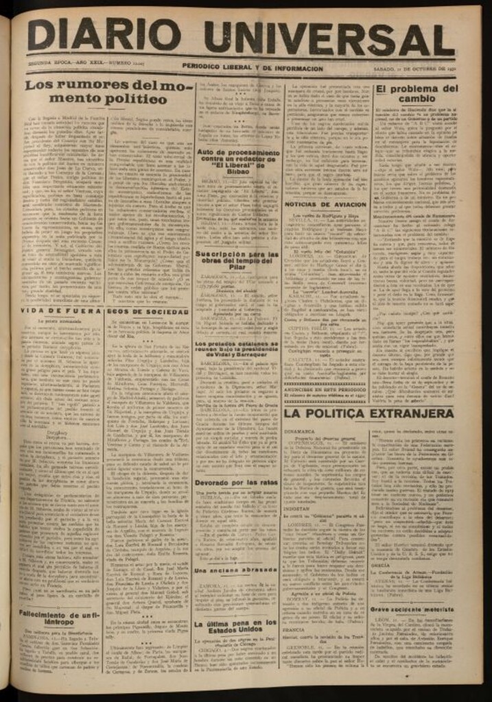 Miniatura de Diario Universal del 11 de octubre de 1930