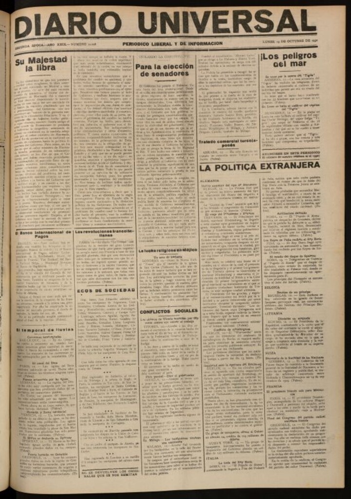 Miniatura de Diario Universal del 13 de octubre de 1930