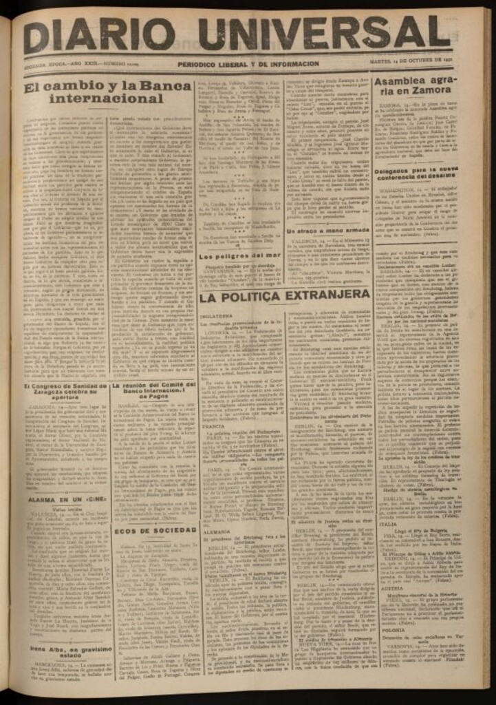 Miniatura de Diario Universal del 14 de octubre de 1930