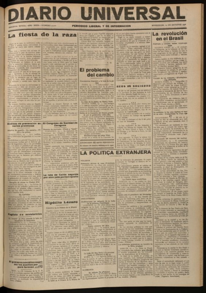 Miniatura de Diario Universal del 15 de octubre de 1930