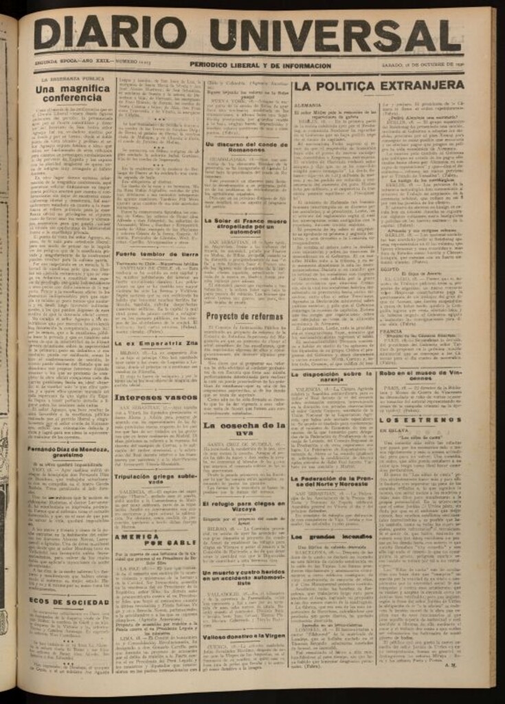 Miniatura de Diario Universal del 18 de octubre de 1930