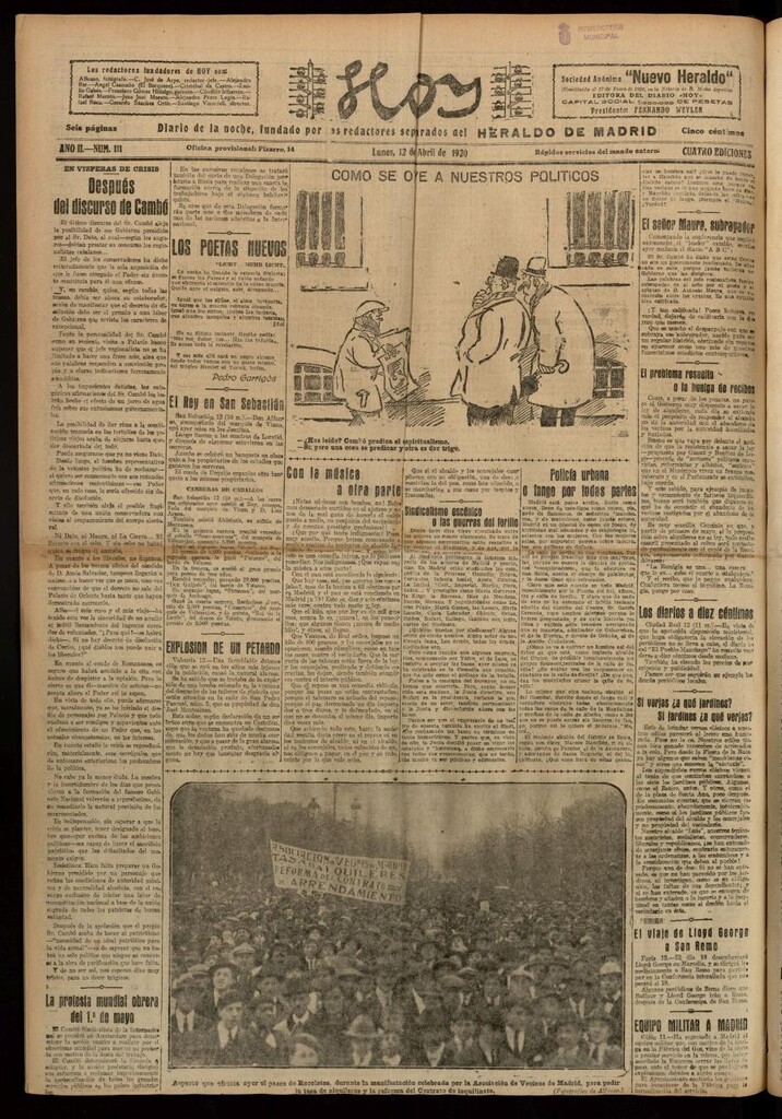 Miniatura de Hoy del 12 de abril de 1920