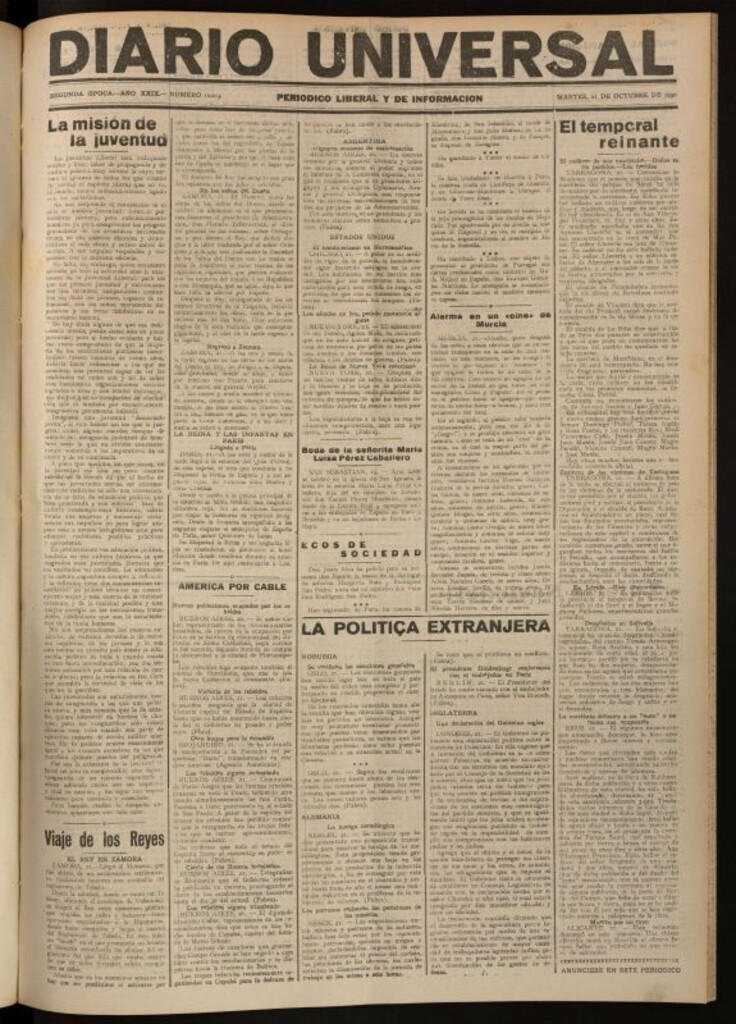 Miniatura de Diario Universal del 21 de octubre de 1930
