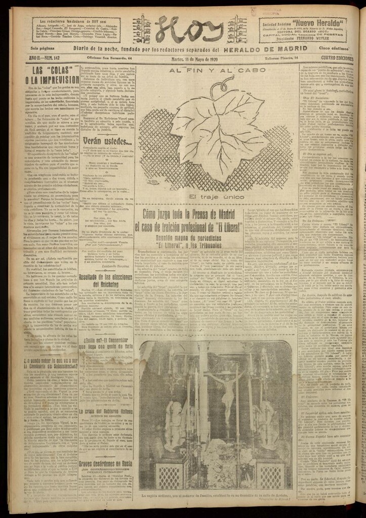 Miniatura de Hoy del 18 de mayo de 1920
