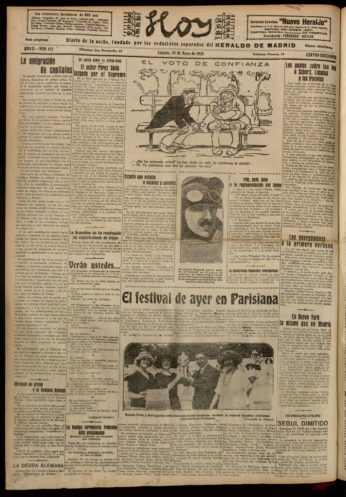 Miniatura de Hoy del 29 de mayo de 1920