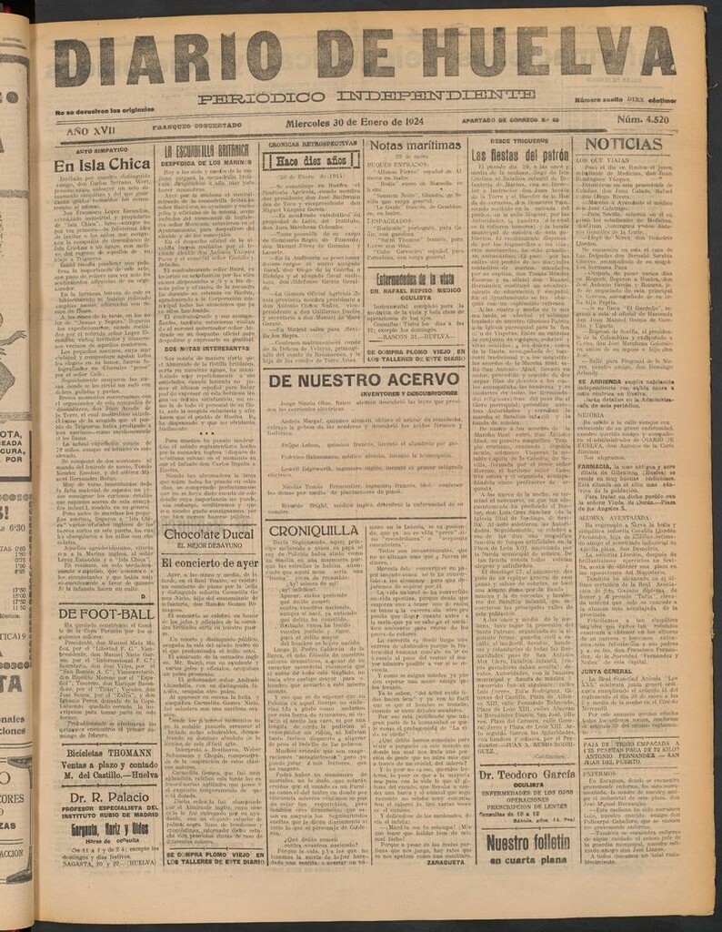 Miniatura de Diario de Huelva : periódico independiente del 30 de enero de 1924