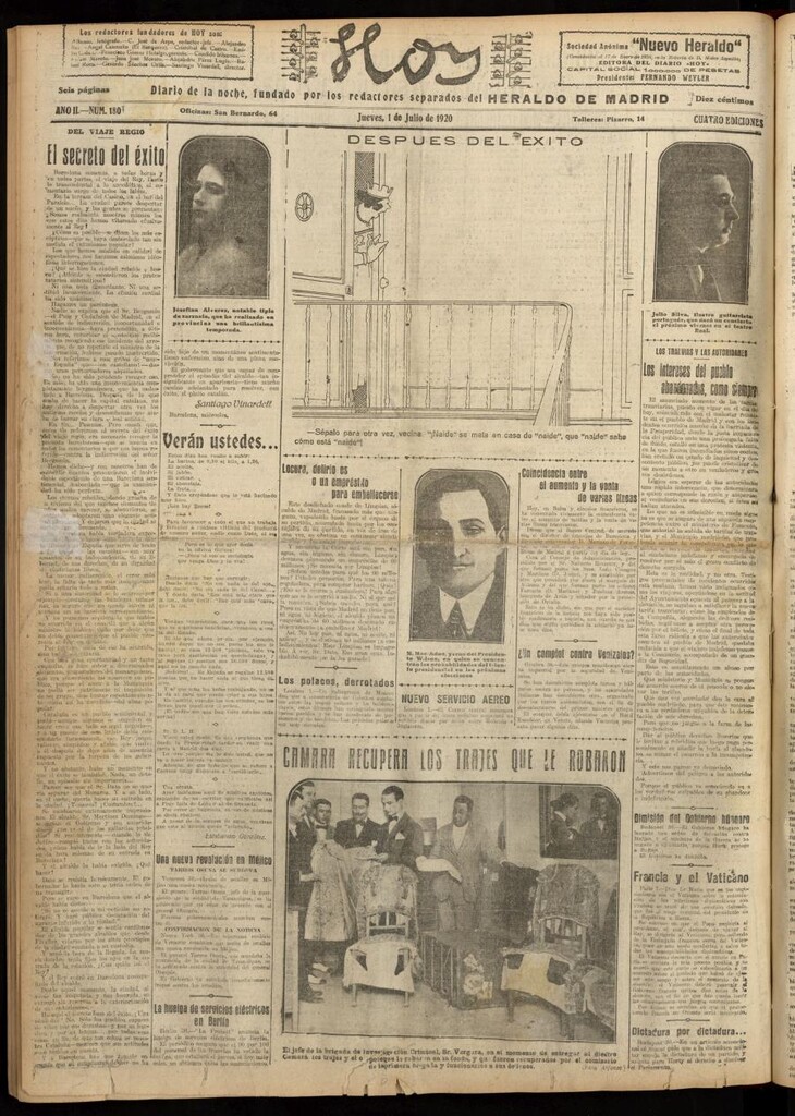 Miniatura de Hoy del 1 de julio de 1920