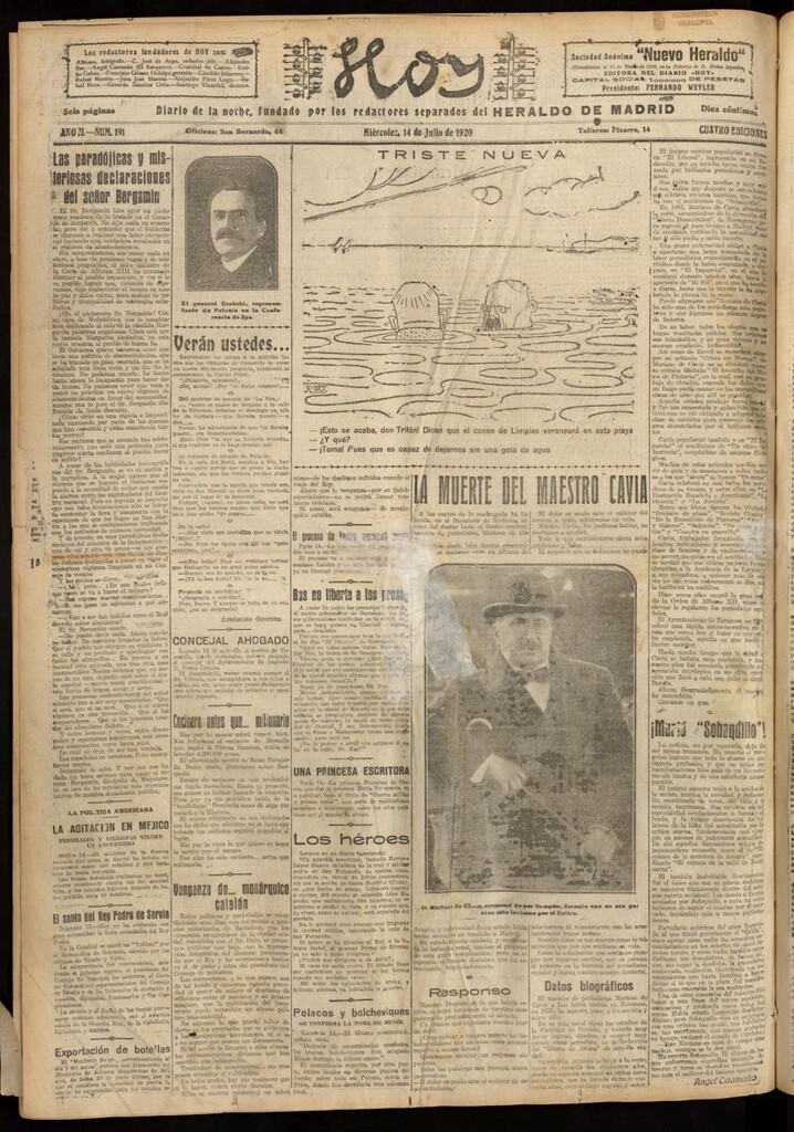 Miniatura de Hoy del 14 de julio de 1920