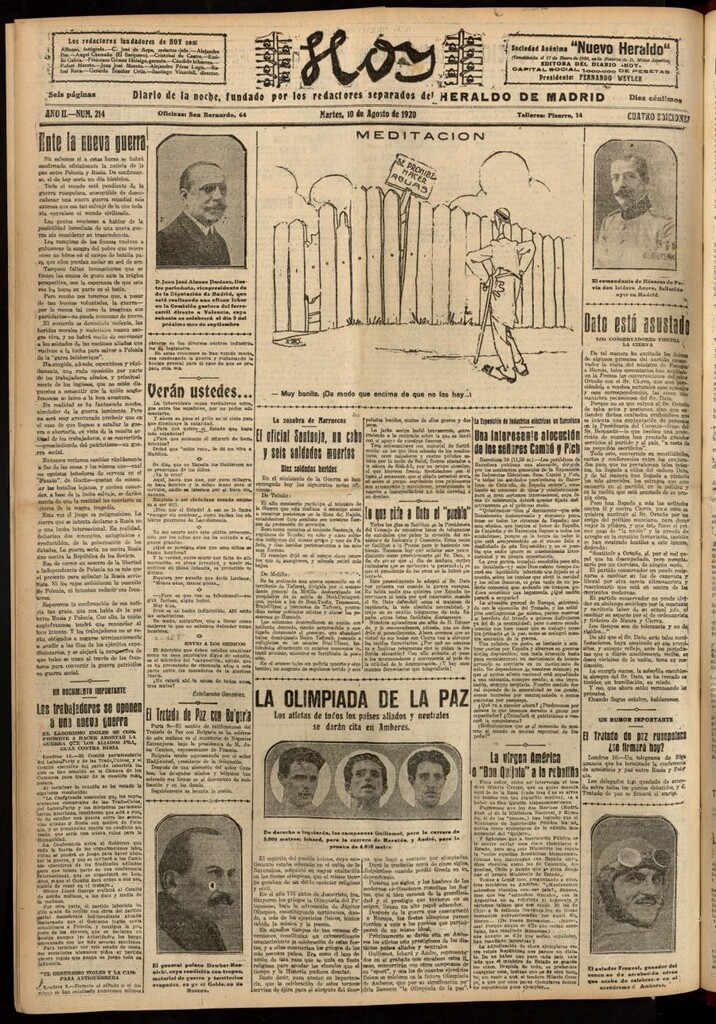 Miniatura de Hoy del 10 de agosto de 1920