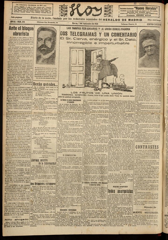 Miniatura de Hoy del 7 de septiembre de 1920