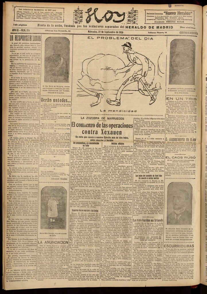 Miniatura de Hoy del 22 de septiembre de 1920