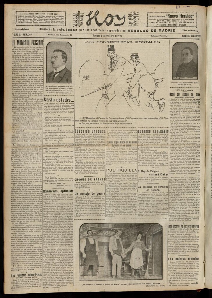 Miniatura de Hoy del 8 de octubre de 1920