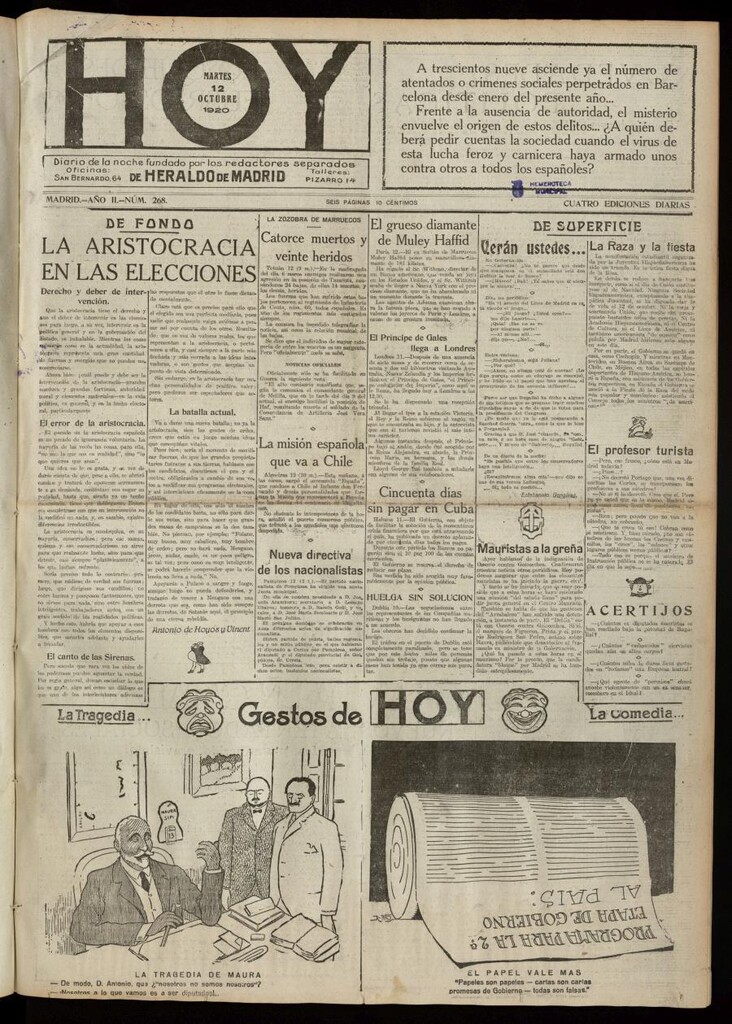 Miniatura de Hoy del 12 de octubre de 1920