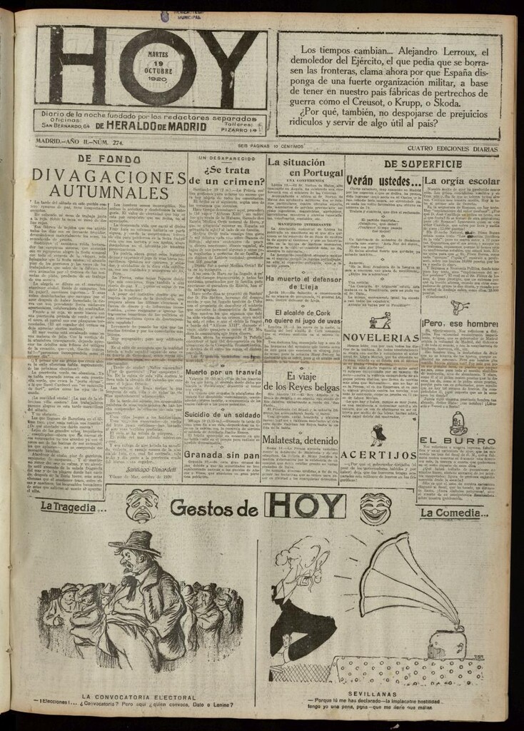 Miniatura de Hoy del 19 de octubre de 1920