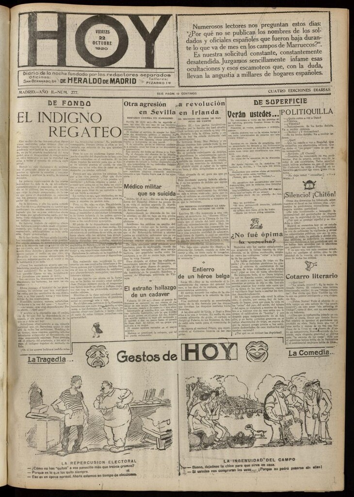 Miniatura de Hoy del 22 de octubre de 1920