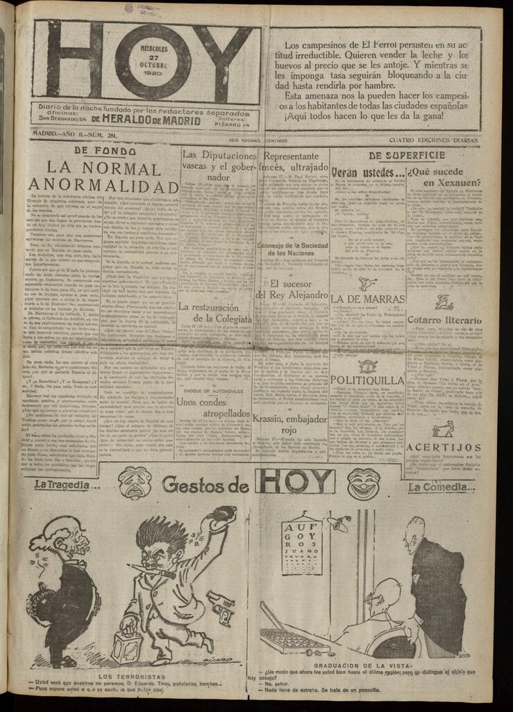 Miniatura de Hoy del 26 de octubre de 1920