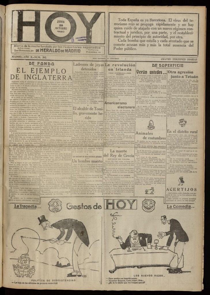 Miniatura de Hoy del 28 de octubre de 1920