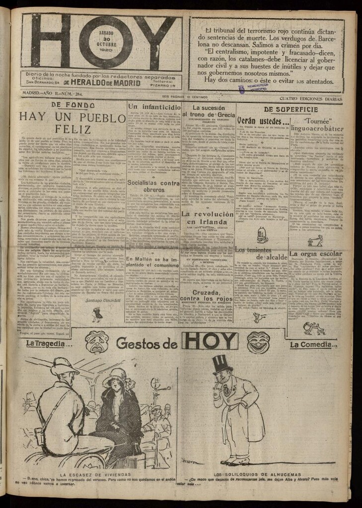 Miniatura de Hoy del 30 de octubre de 1920