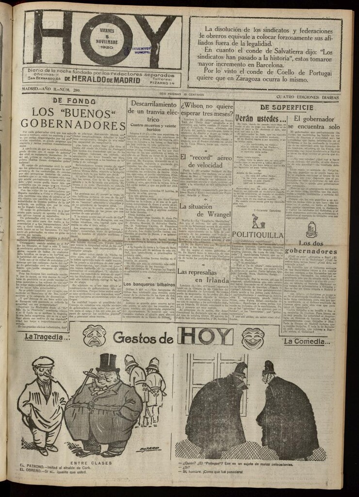 Miniatura de Hoy del 5 de noviembre de 1920