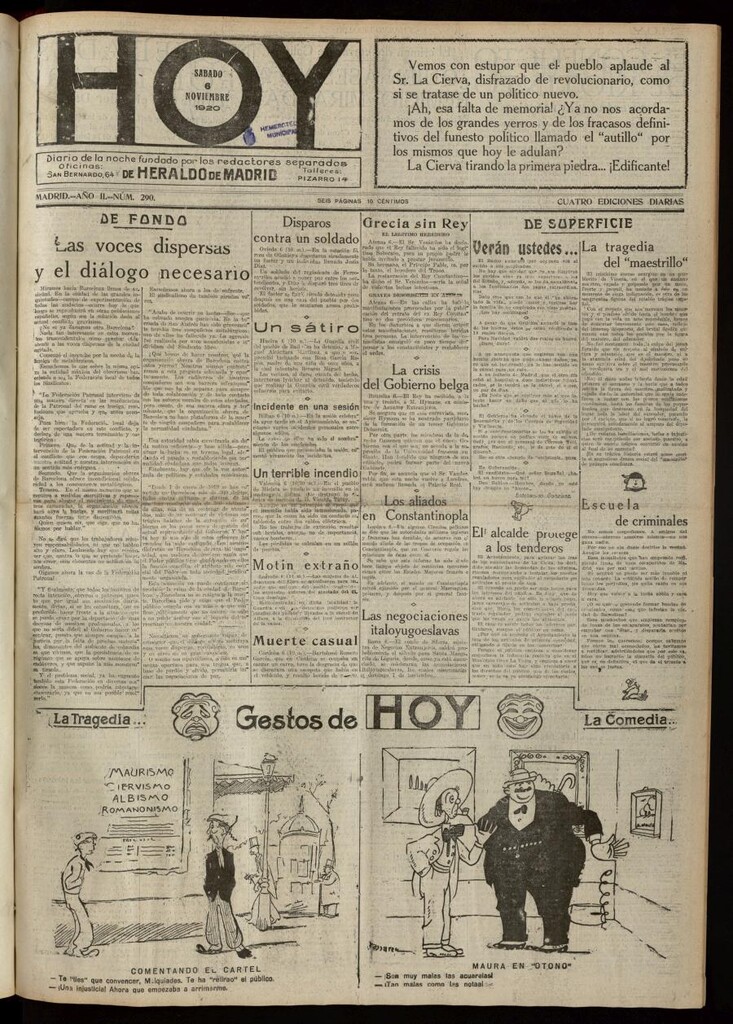 Miniatura de Hoy del 6 de noviembre de 1920