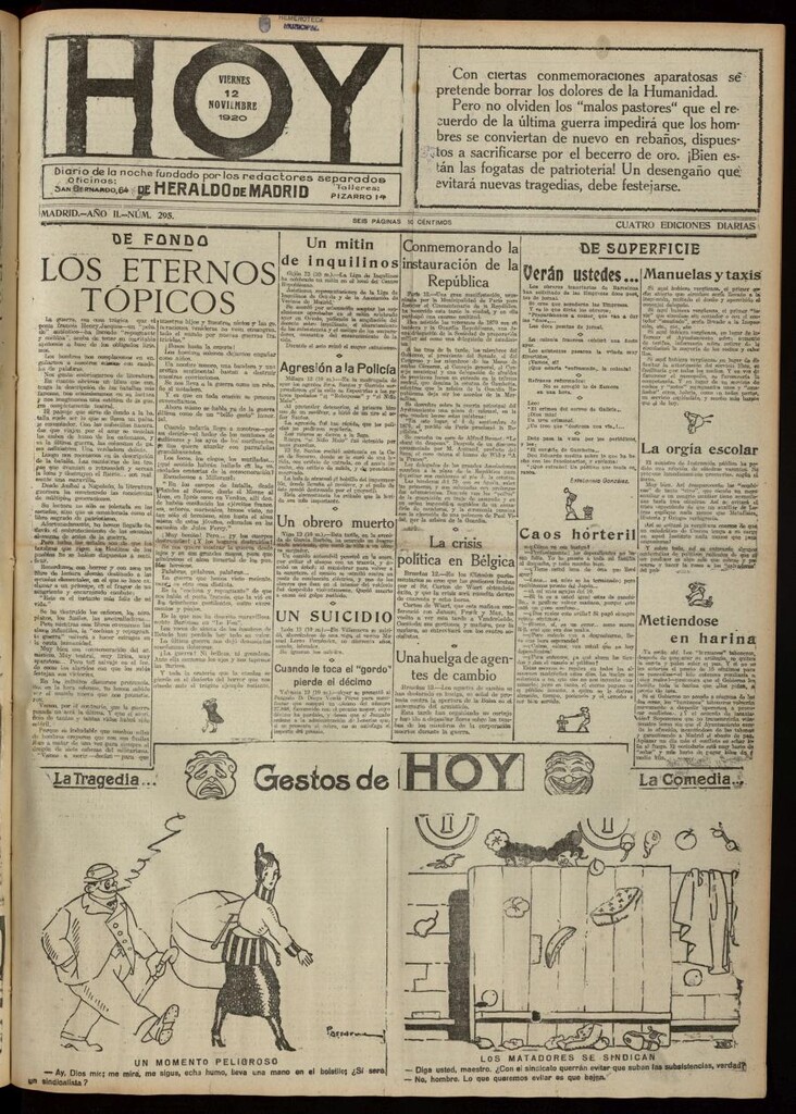 Miniatura de Hoy del 12 de noviembre de 1920